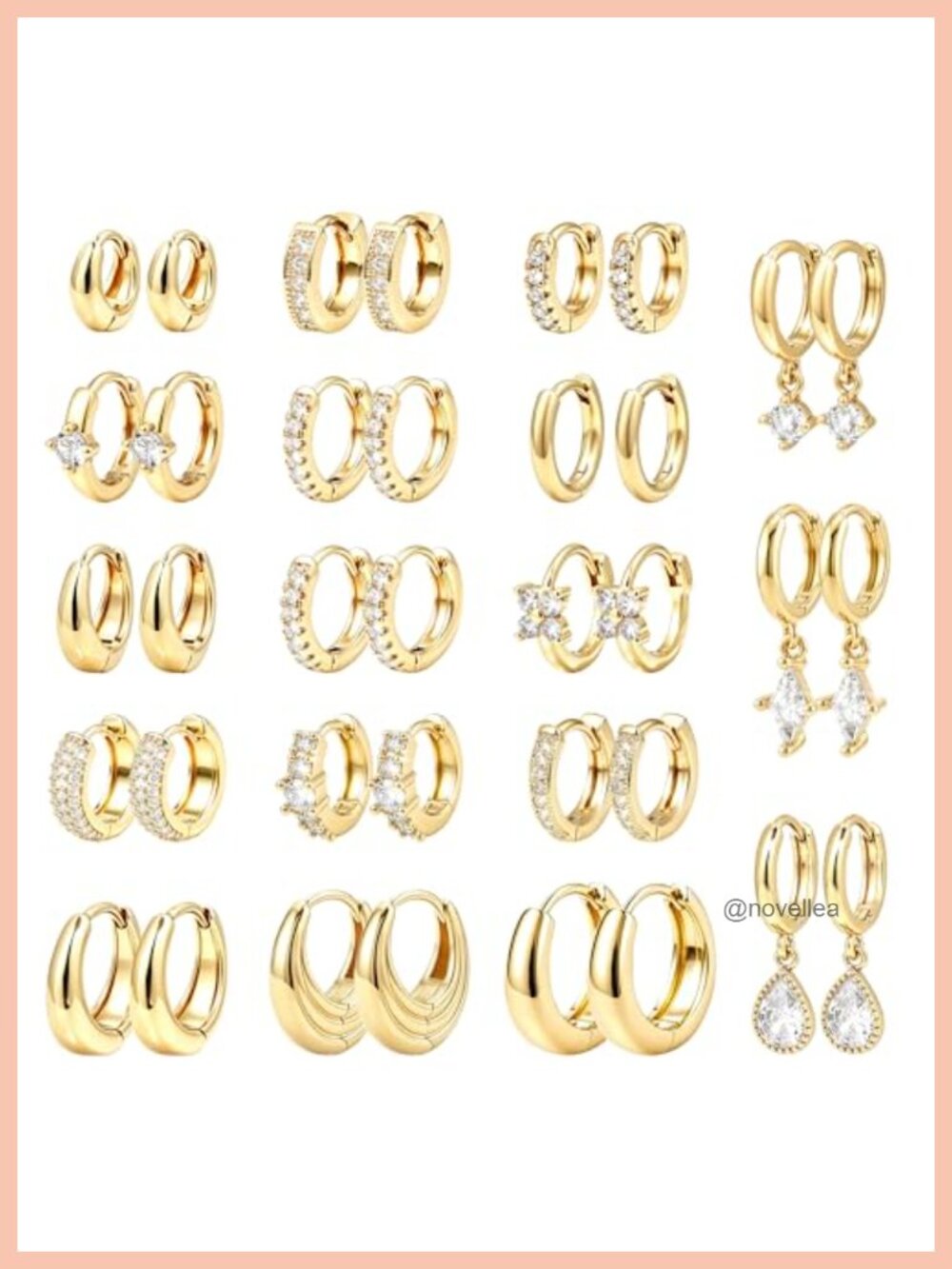 14K Gold Plated Small Hoop Earrings Set for Women Hypoallergenic Lightweight 12